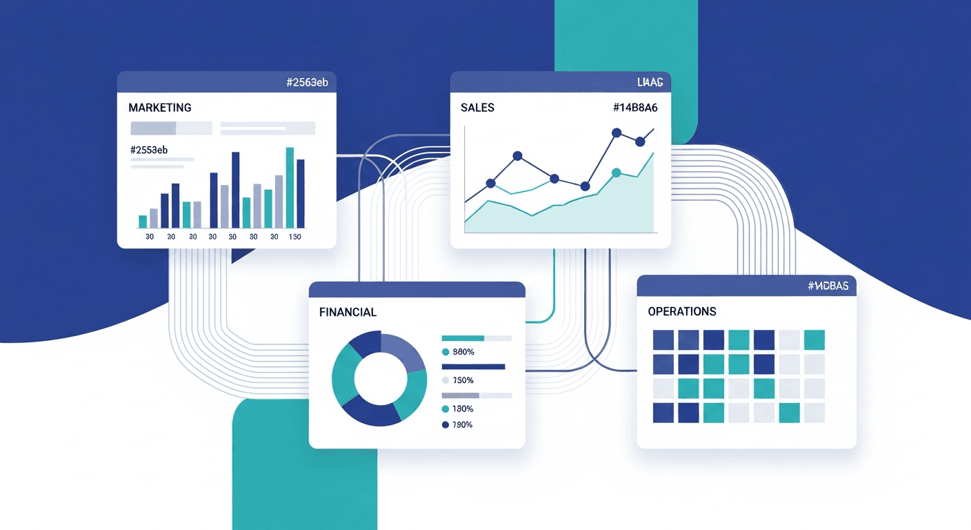 AI data visualization use cases — marketing dashboards, sales analytics, financial reports, and operations KPI tracking